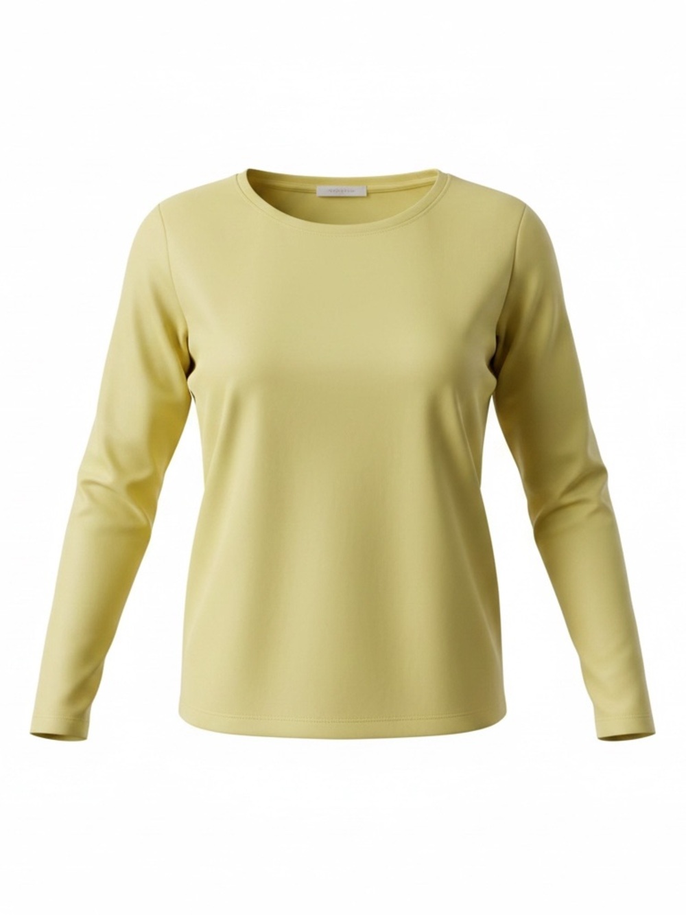 Kate Hill Women’s Long-Sleeve Crewneck Top in Pale Yellow. Size XL